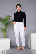 Majestic Diva's Women’s High Waist Classic White Tapered Pants