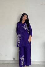 Majestic Diva Purple Floral Print Co-Ord Set