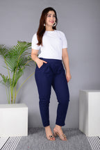 Majestic Diva's Women’s High Waist Classic Navy Blue Tapered Pants