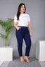 Majestic Diva's Women’s High Waist Classic Navy Blue Tapered Pants