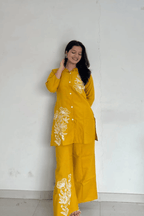 Majestic Diva Mustard Yellow Floral Print Co-Ord Set
