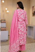 Majestic Diva's Dark Pink Floral Printed Dupatta Set