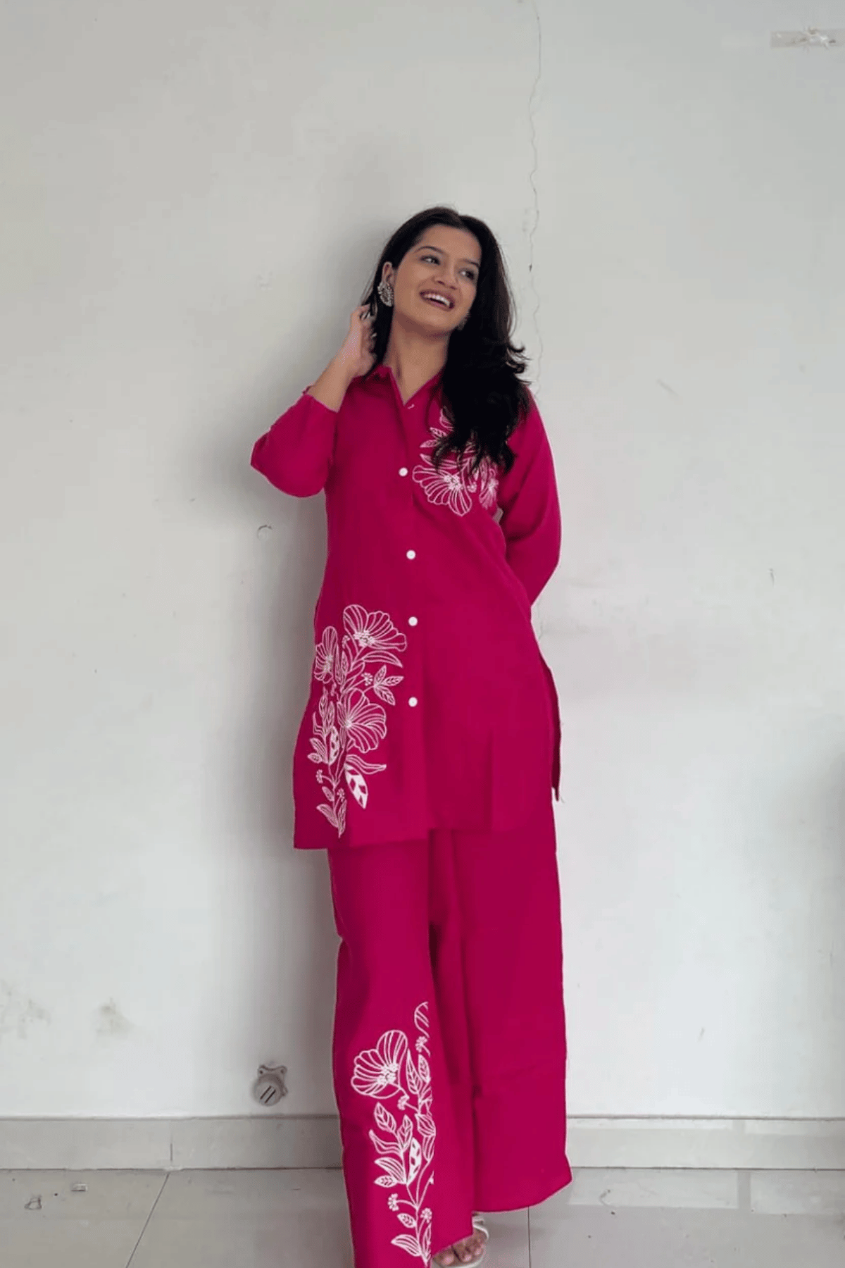 Majestic Diva Hot Pink Floral Print Co-Ord Set