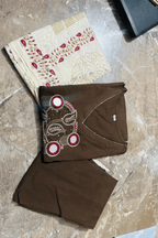 Majestic Diva's Olive Brown Embroidered Dupatta Set