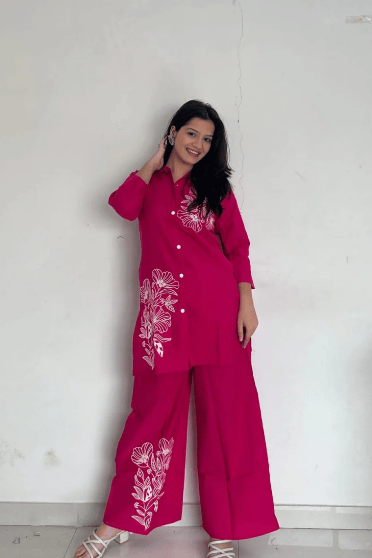 Majestic Diva Hot Pink Floral Print Co-Ord Set