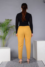 Majestic Diva's Women’s High Waist Mustard Yellow Tapered Pants