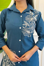 Majestic Diva Teal Blue Floral Co-Ord Set