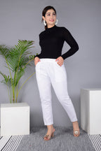 Majestic Diva's Women’s High Waist Classic White Tapered Pants