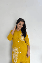 Majestic Diva Mustard Yellow Floral Print Co-Ord Set