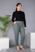 Majestic Diva's Women’s High Waist Dusty Grey Tapered Pants