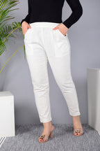 Majestic Diva's Women’s High Waist Off-White Tapered Pants