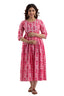 Majestic divas Cotton Pink Floral Maternity Feeding Kurta Dress with Dual Zippers