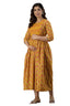 Majestic divas Cotton Mustard Yellow Floral Maternity Feeding Kurta Dress with Dual Zippers
