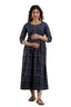 Majestic divas Cotton Navy Blue Floral Maternity Feeding Kurta Dress with Dual Zippers