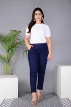 Majestic Diva's Women’s High Waist Classic Navy Blue Tapered Pants