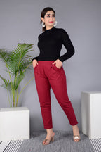 Majestic Diva's Women’s High Waist Bold Red Tapered Pants