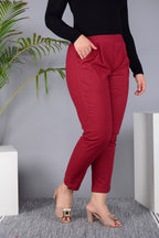Majestic Diva's Women’s High Waist Brick Red Tapered Pants