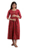 Majestic divas Cotton Red Floral Maternity Feeding Kurta Dress with Dual Zippers