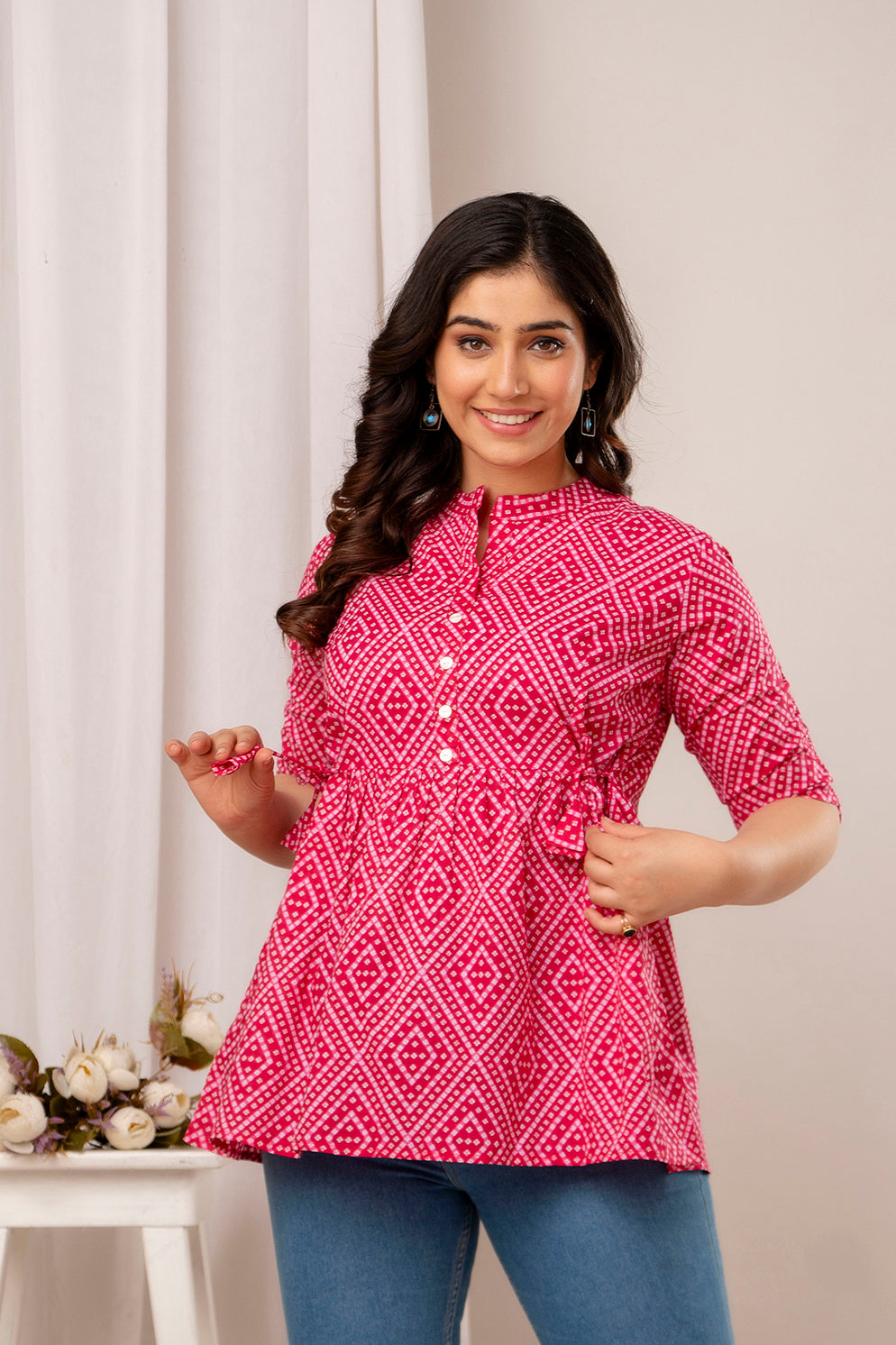 Majestic Divas Ruby Ikat Peplum Top
