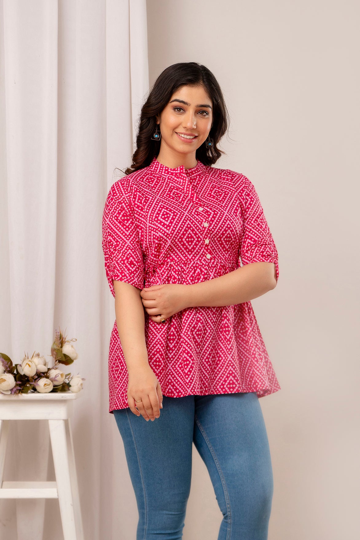 Majestic Divas Ruby Ikat Peplum Top