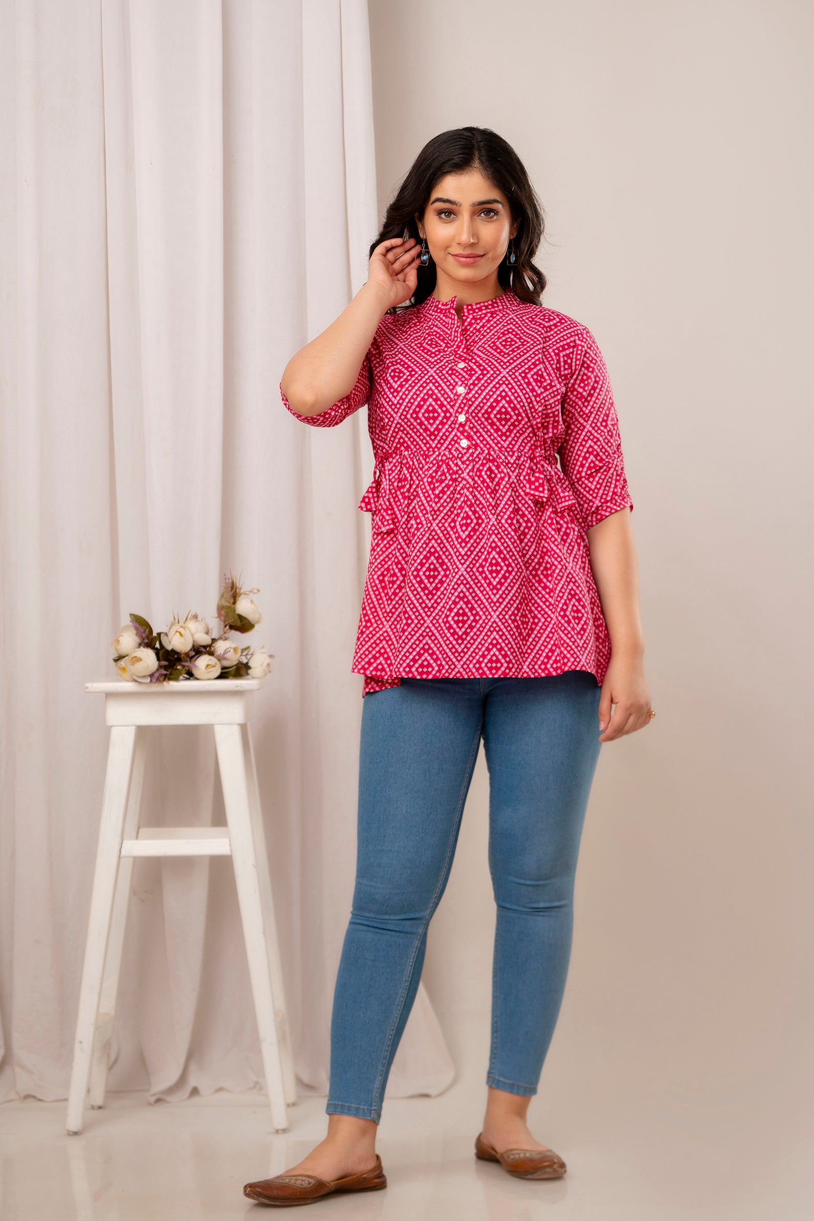 Majestic Divas Ruby Ikat Peplum Top Main image