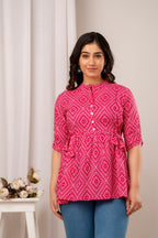 Majestic Divas Ruby Ikat Peplum Top