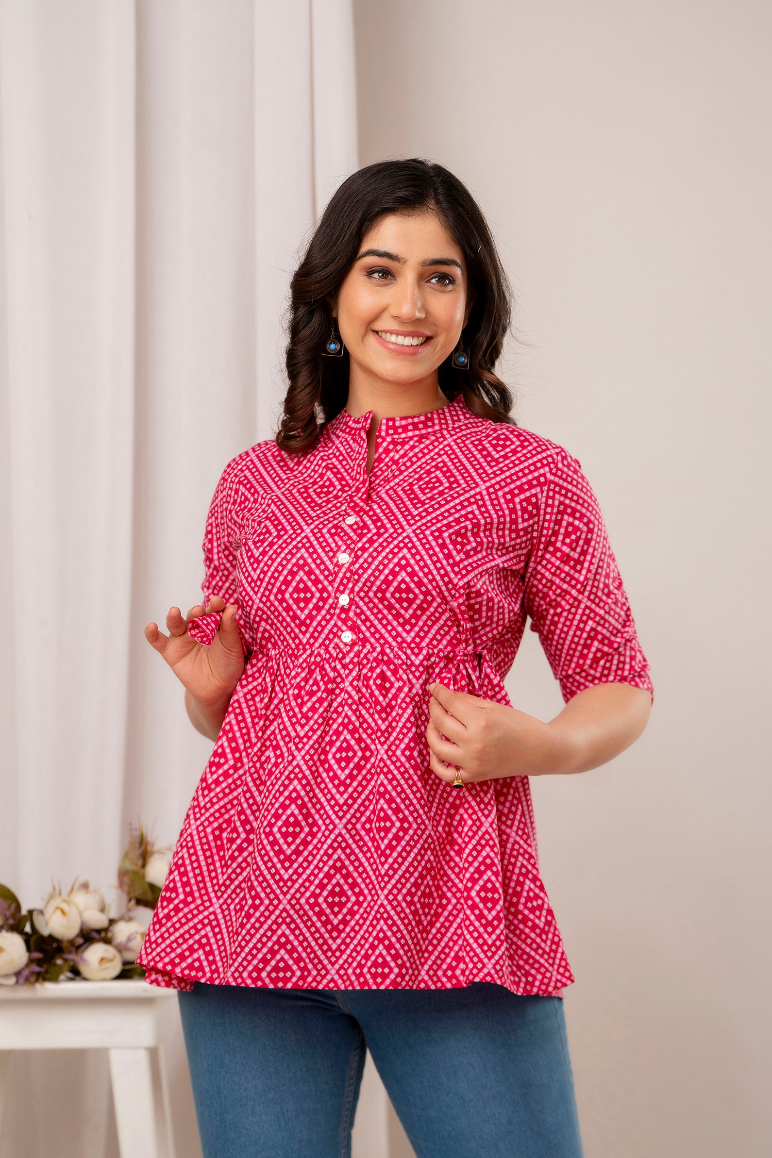 Majestic Divas Ruby Ikat Peplum Top