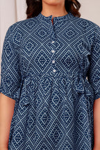 Majestic Divas Indigo Ikat Peplum Top