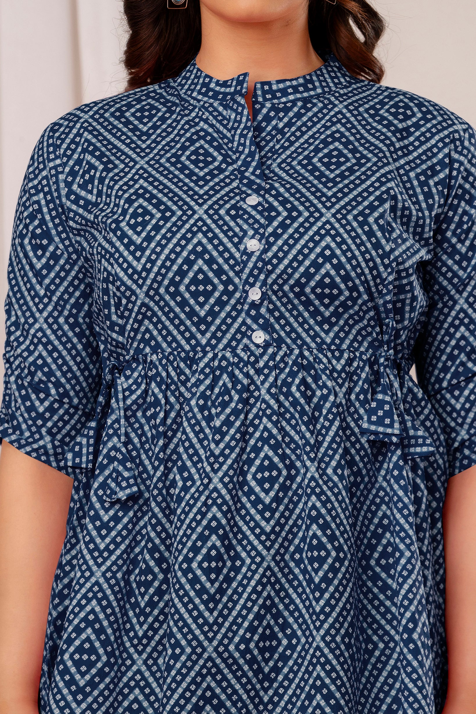 Majestic Divas Indigo Ikat Peplum Top