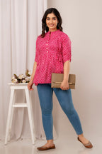 Majestic Divas Ruby Ikat Peplum Top