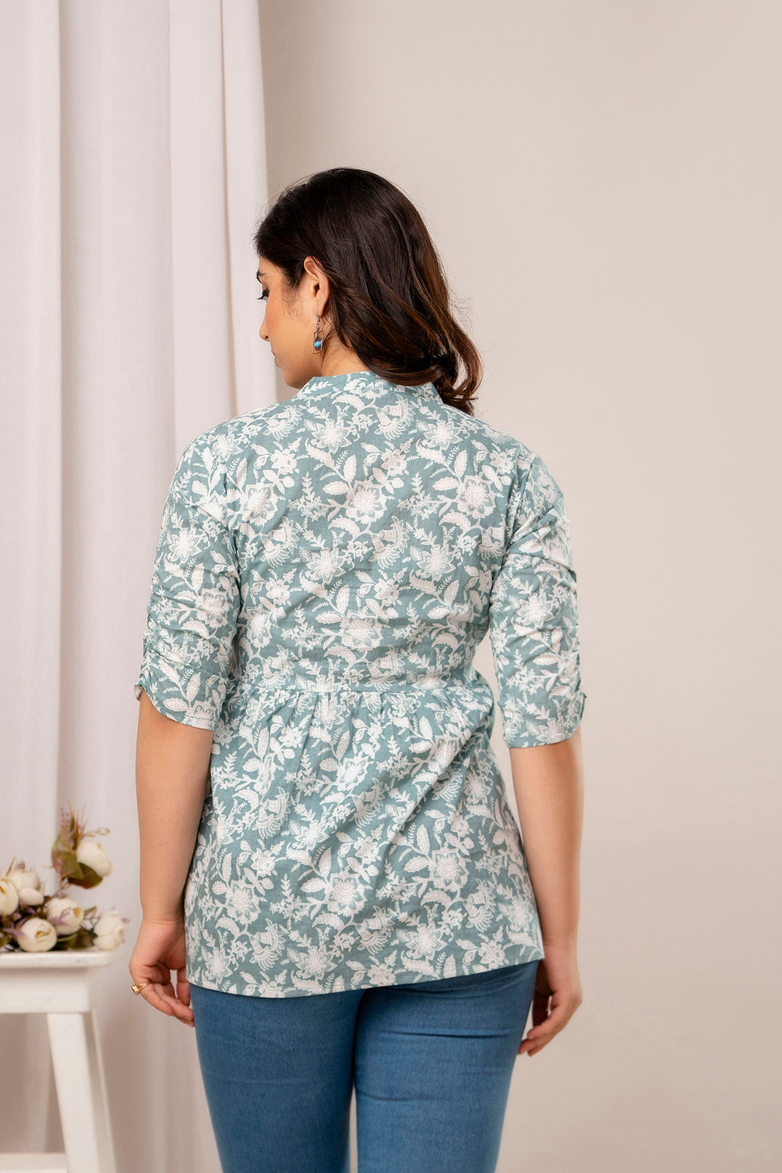 Majestic Divas Sage Bloom Peplum Top