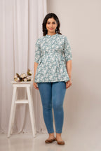Majestic Divas Sage Bloom Peplum Top