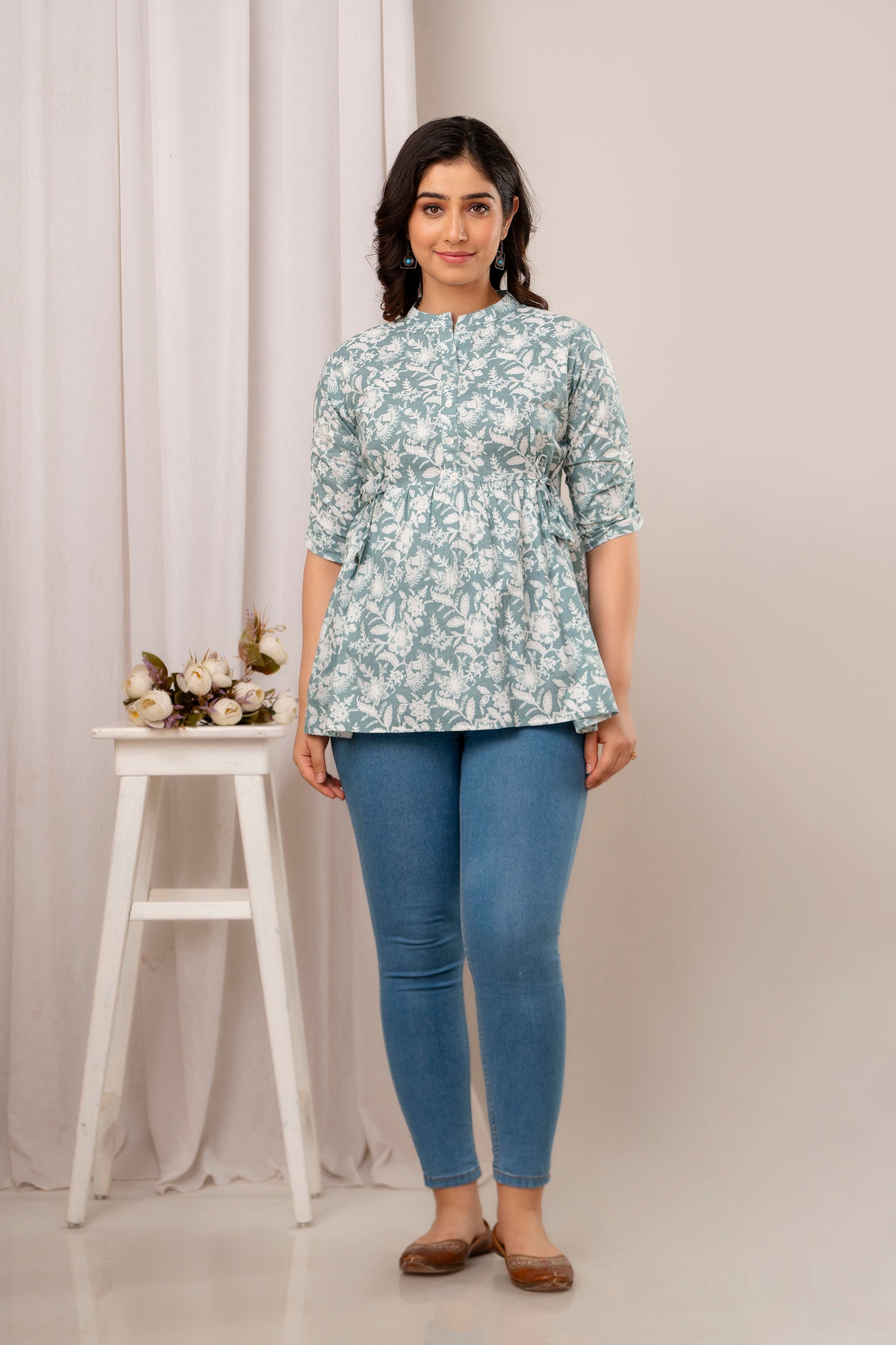 Majestic Divas Sage Bloom Peplum Top