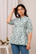 Majestic Divas Sage Bloom Peplum Top