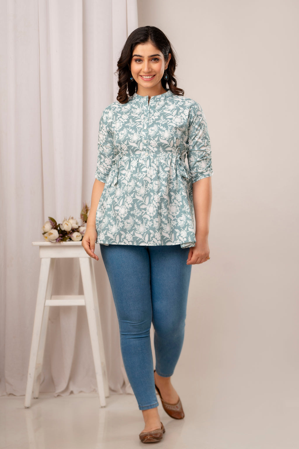 Majestic Divas Sage Bloom Peplum Top