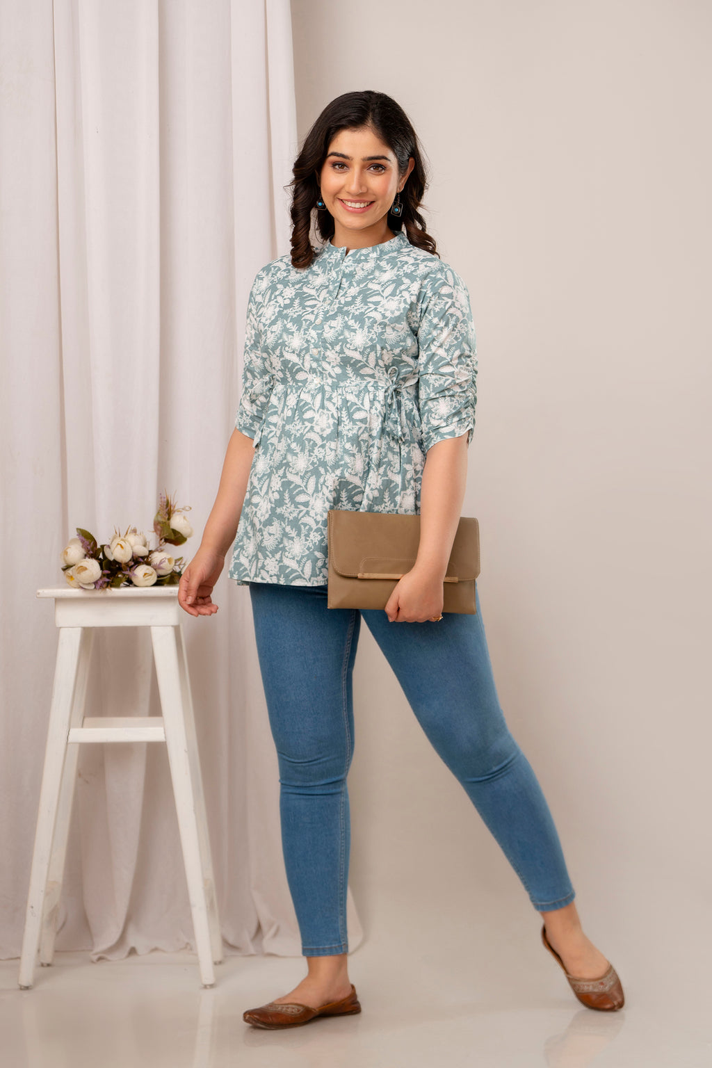 Majestic Divas Sage Bloom Peplum Top