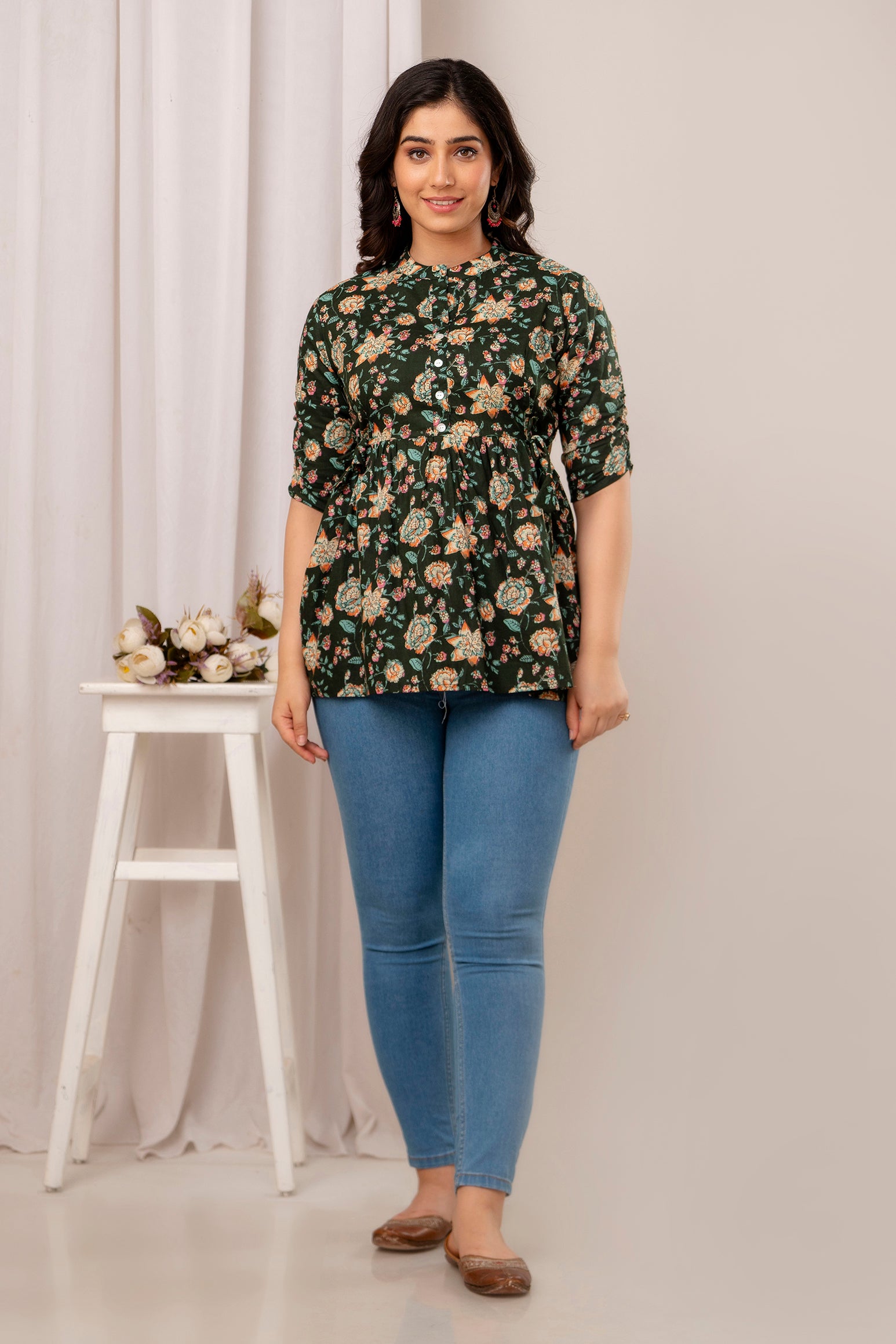 Majestic Divas Forest Bloom Peplum Top