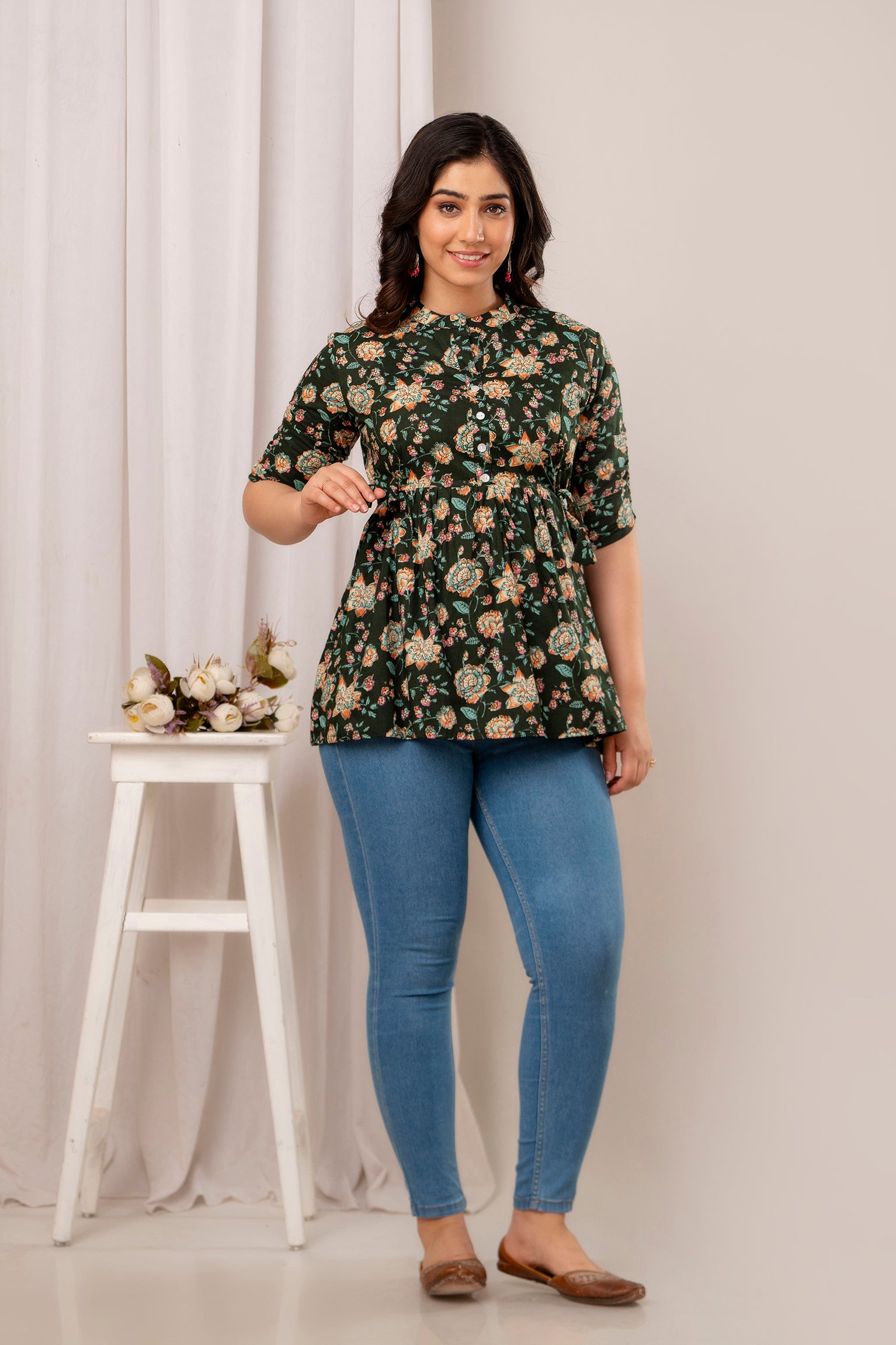Majestic Divas Forest Bloom Peplum Top