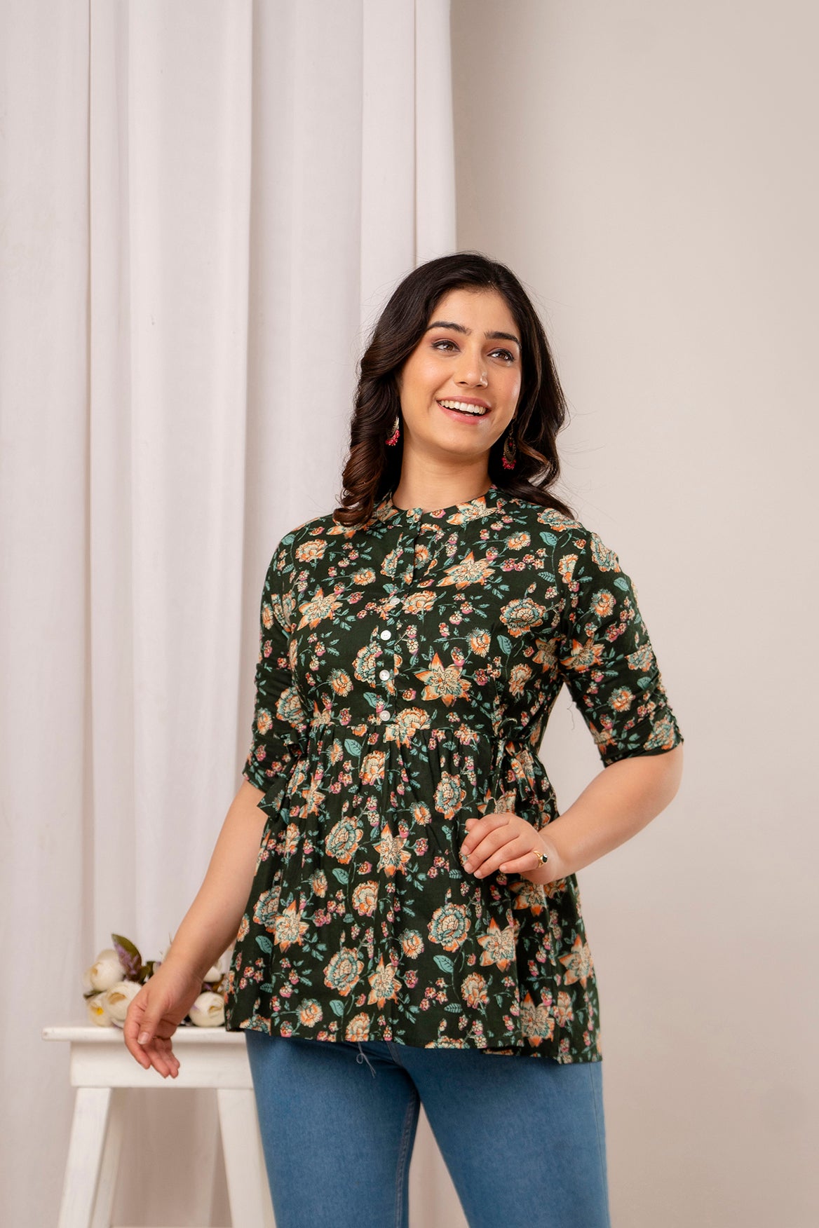 Majestic Divas Forest Bloom Peplum Top
