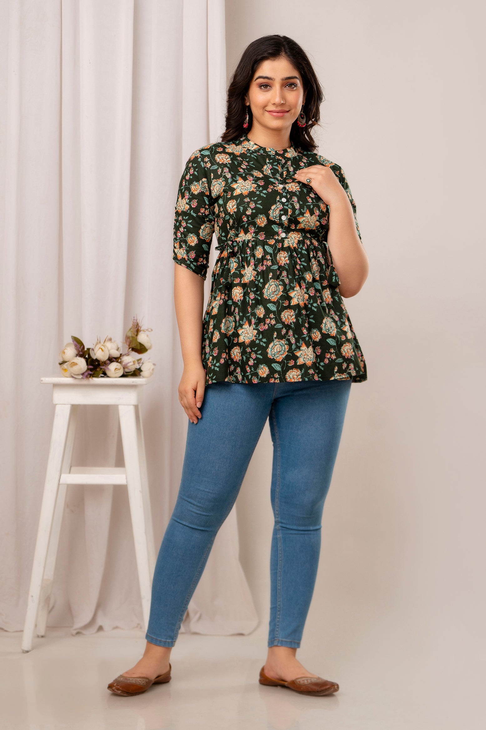 Majestic Divas Forest Bloom Peplum Top