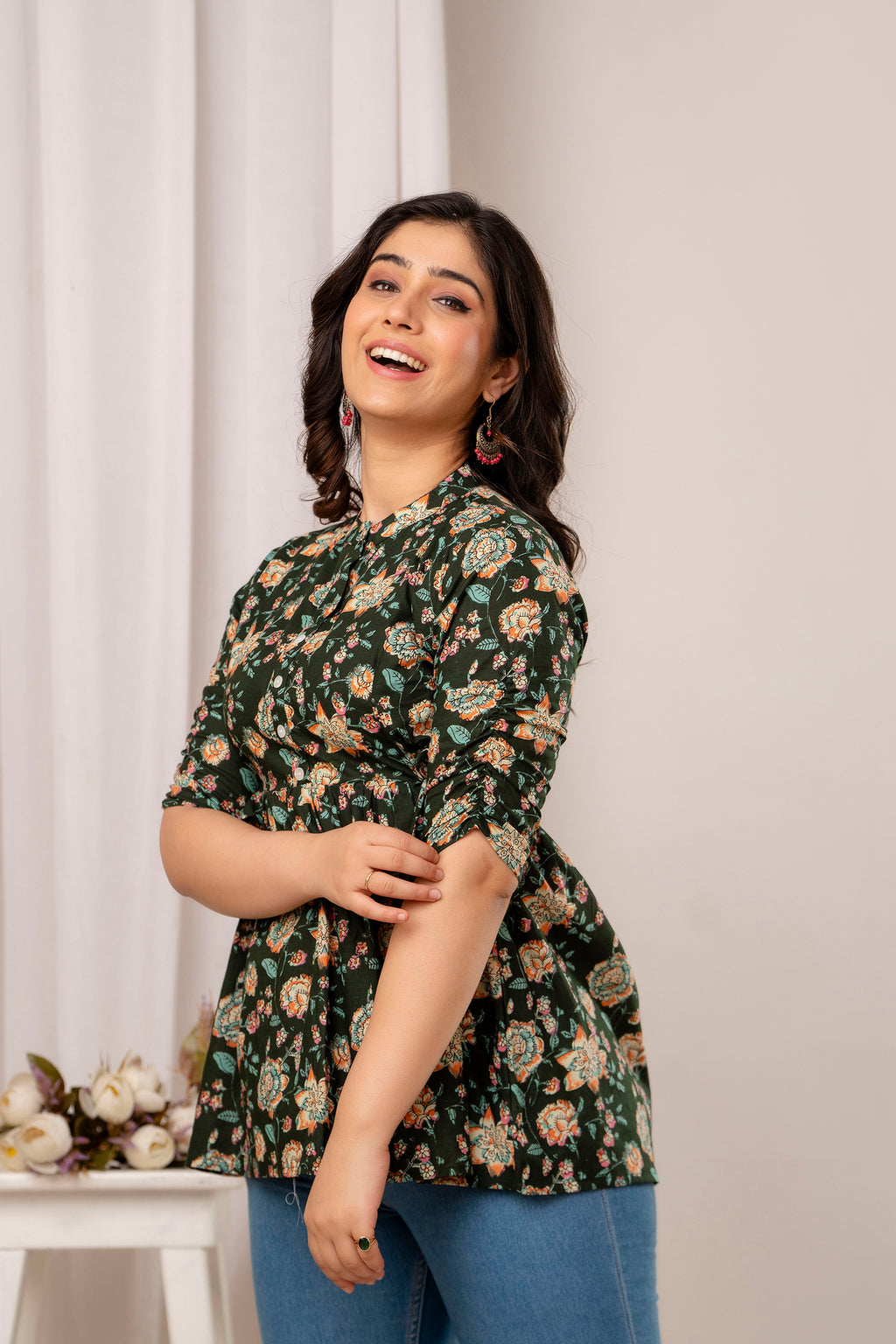 Majestic Divas Forest Bloom Peplum Top