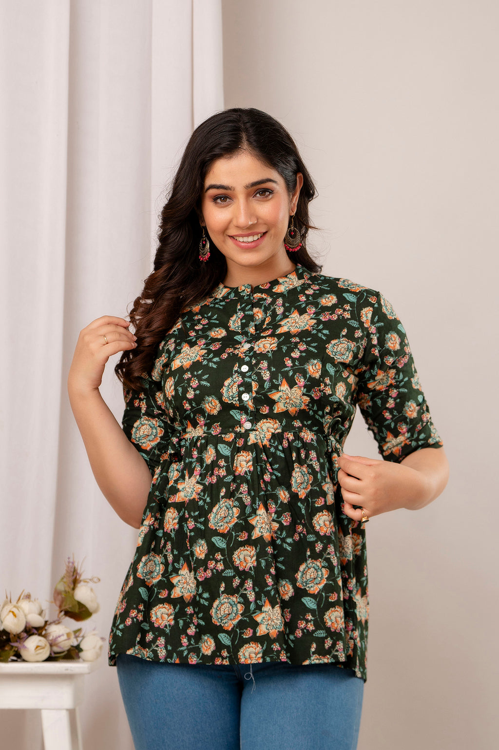 Majestic Divas Forest Bloom Peplum Top