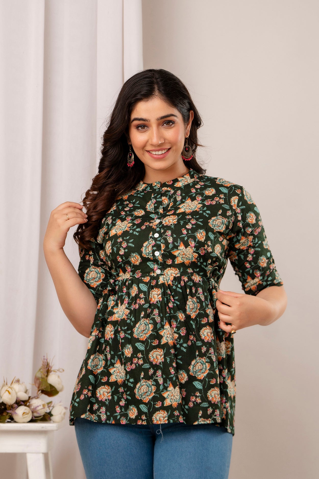 Majestic Divas Forest Bloom Peplum Top