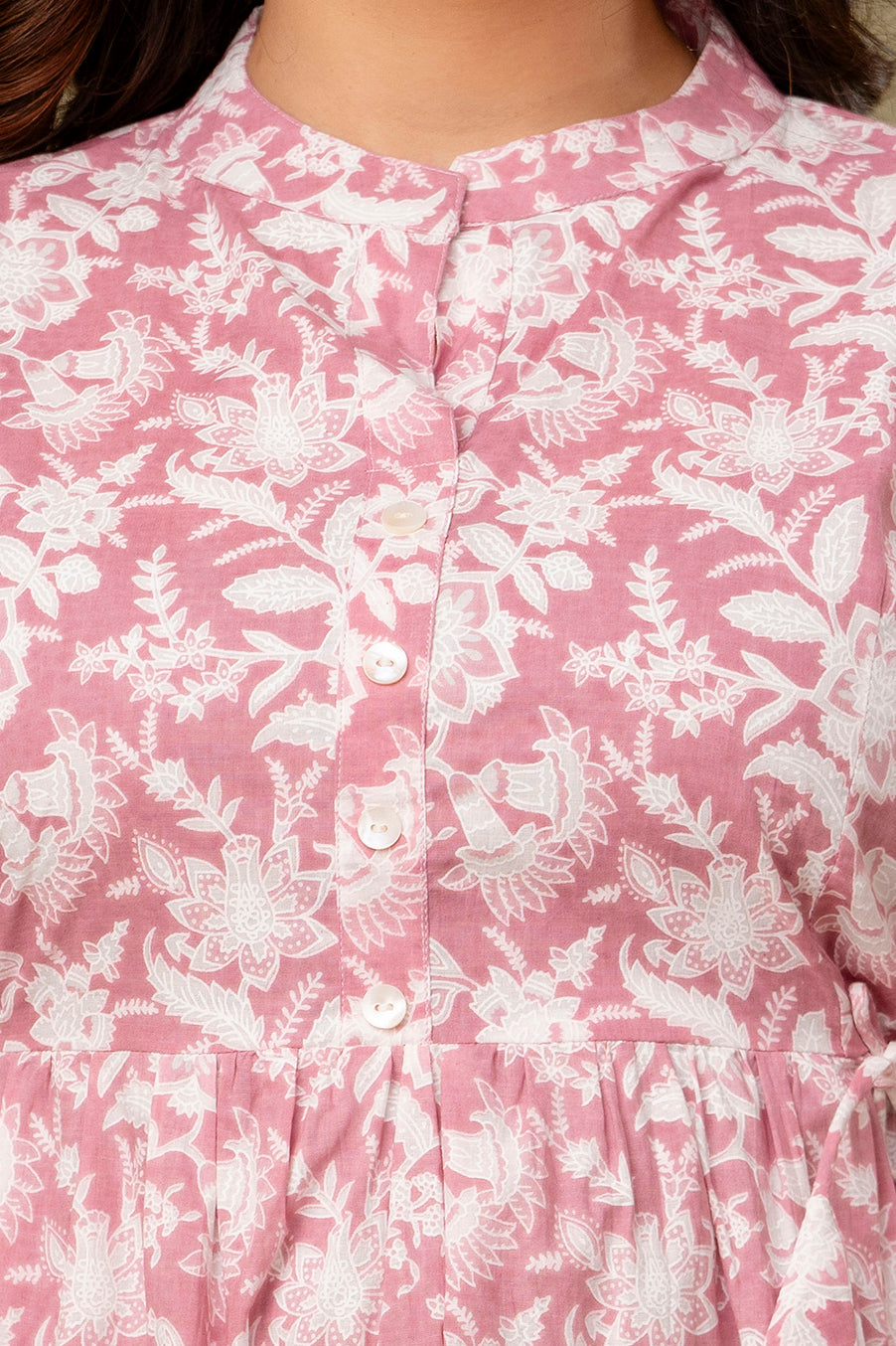 Majestic Divas Blush Pink Floral Printed Peplum Top for Women