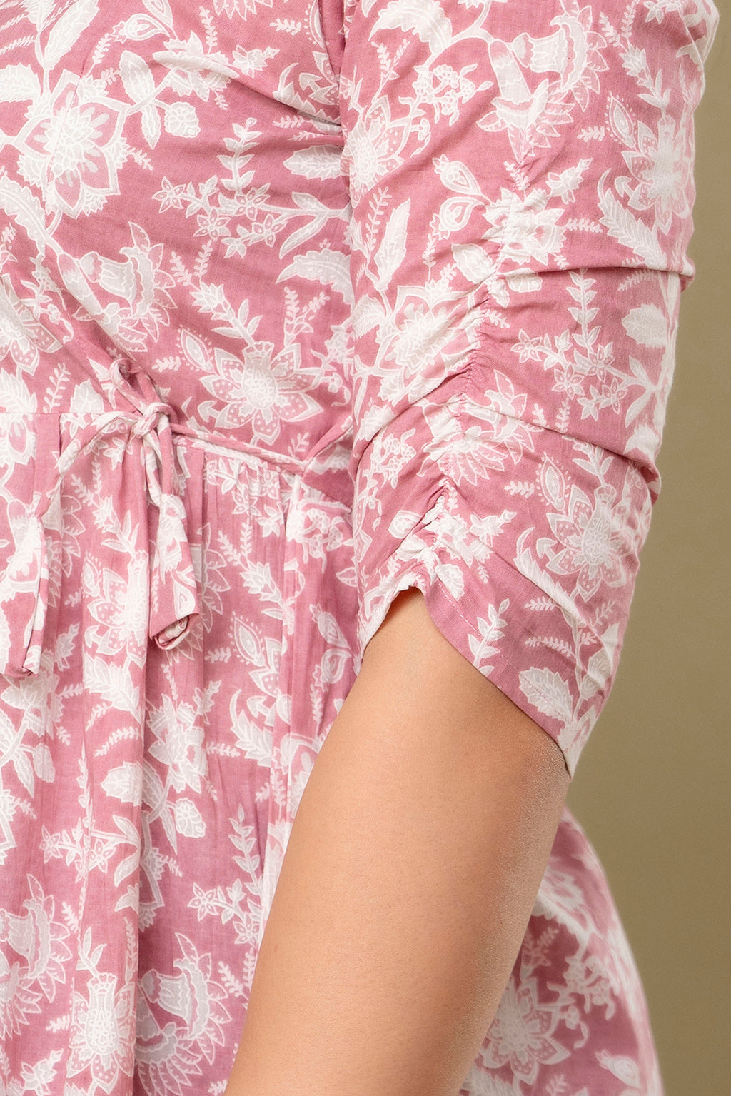 Majestic Divas Blush Pink Floral Printed Peplum Top for Women