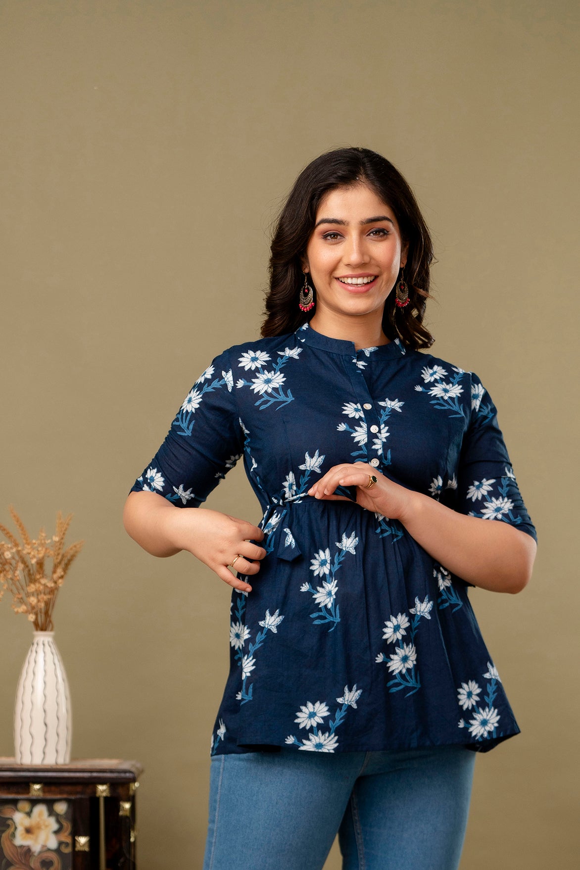 Majestic Divas Midnight Bloom Peplum Top