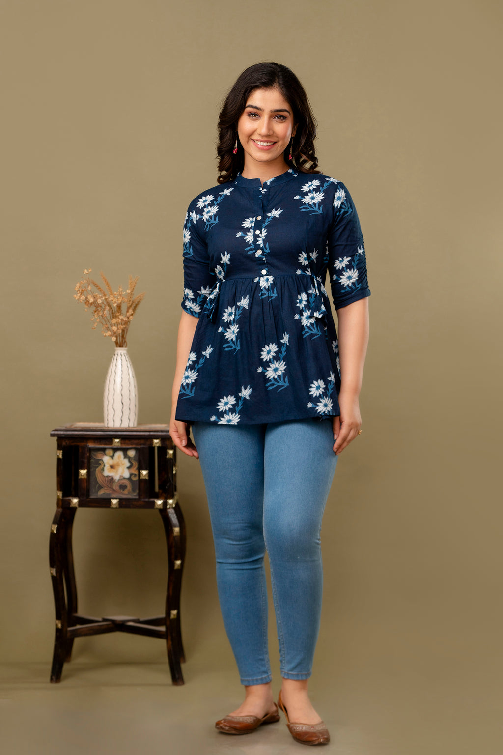 Majestic Divas Midnight Bloom Peplum Top