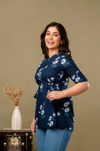 Majestic Divas Midnight Bloom Peplum Top