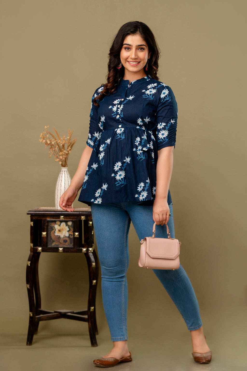 Majestic Divas Midnight Bloom Peplum Top