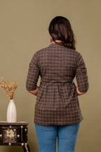 Majestic Divas Dark Brown with Beige & Rust Geometric Print